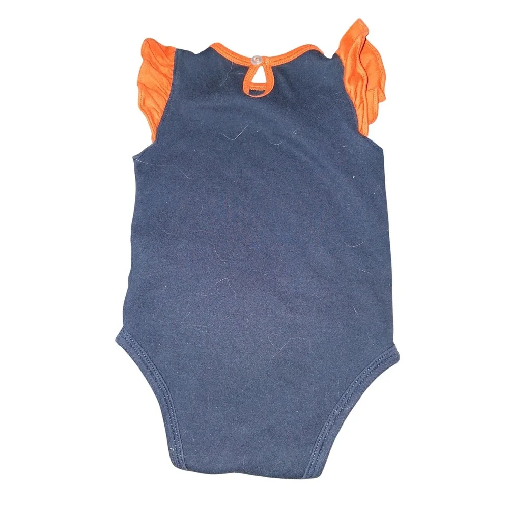 Chicago Bears Baby Girls Orange Bear Hearts Ruffle Sleeve Bodysuit 6‎ Months